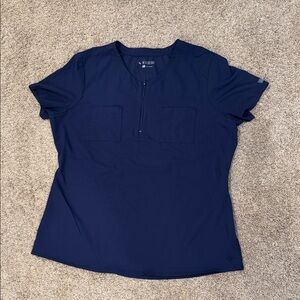 Med Couture Navy Blue Scrub Top